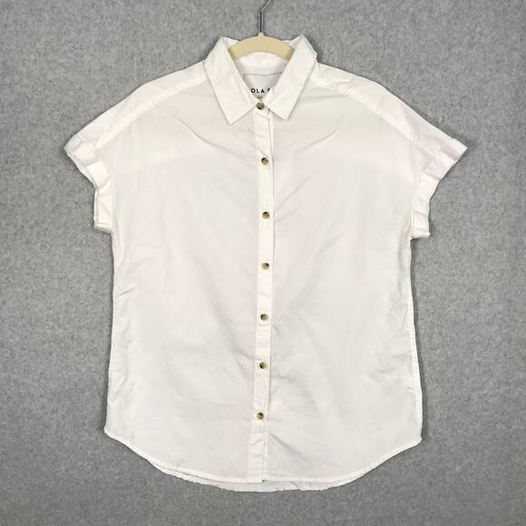 Lola River Anthropologie Shirt Women Small White Button Cuff Boxy Capsule Blouse - Picture 1 of 9